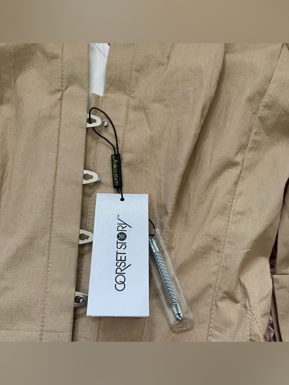 Corset Story corset shirt with sleeves and metal boning size 28", tan - Picture 2 of 8